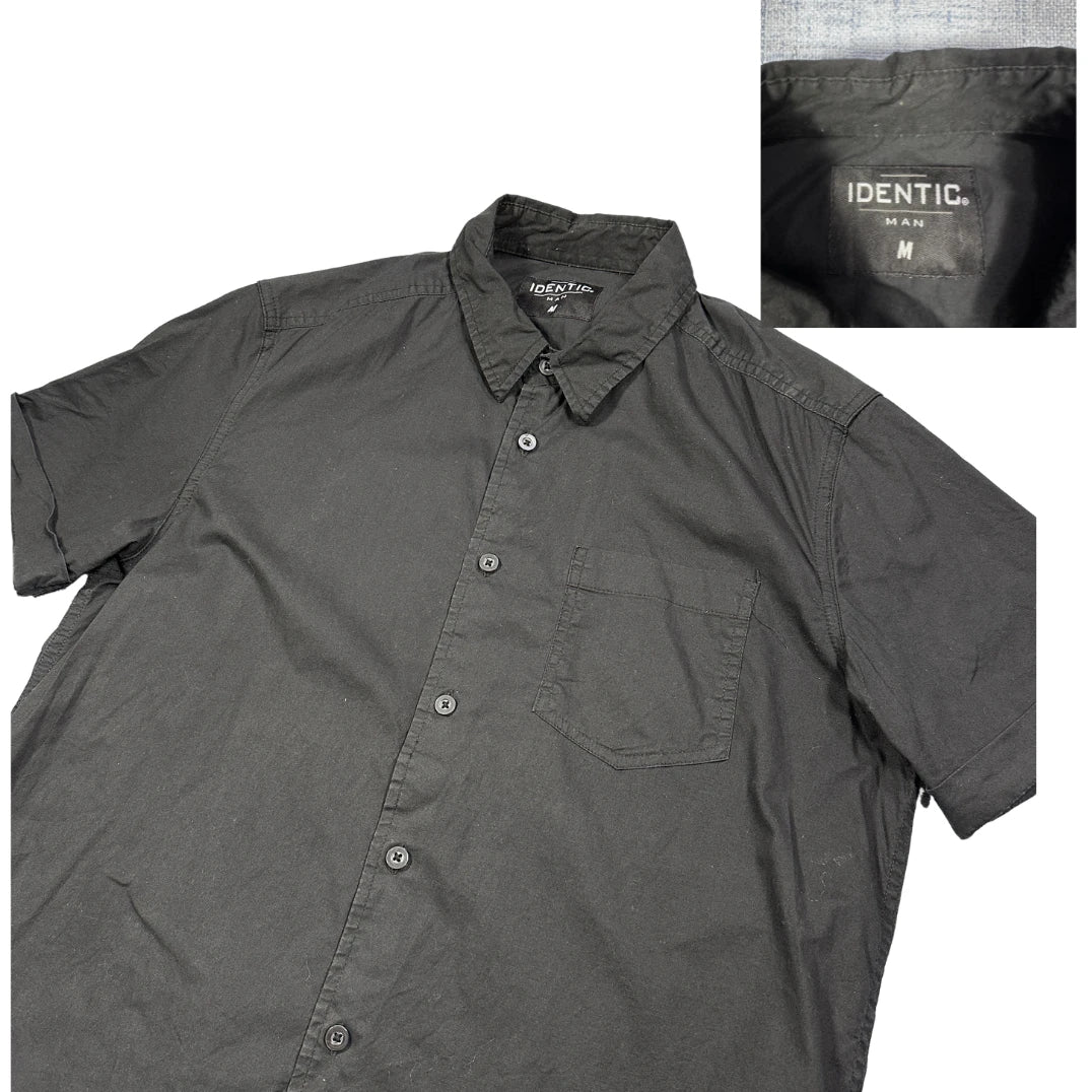 Identic® Black Casual Short Sleeve Shirt(M)