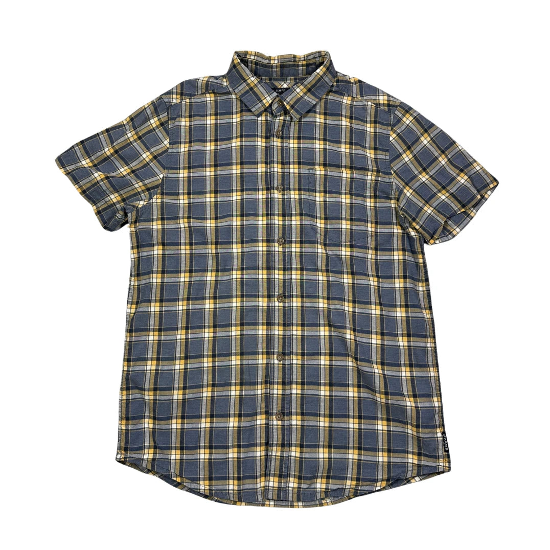 Prana® Blue Plaid Casual Short Sleeve Shirt