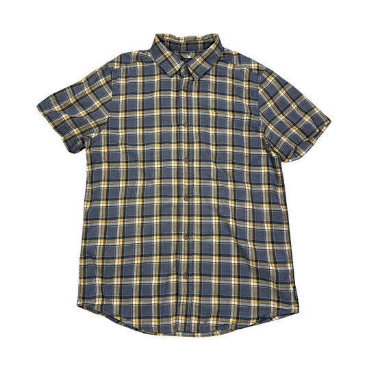 Prana® Blue Plaid Casual Short Sleeve Shirt