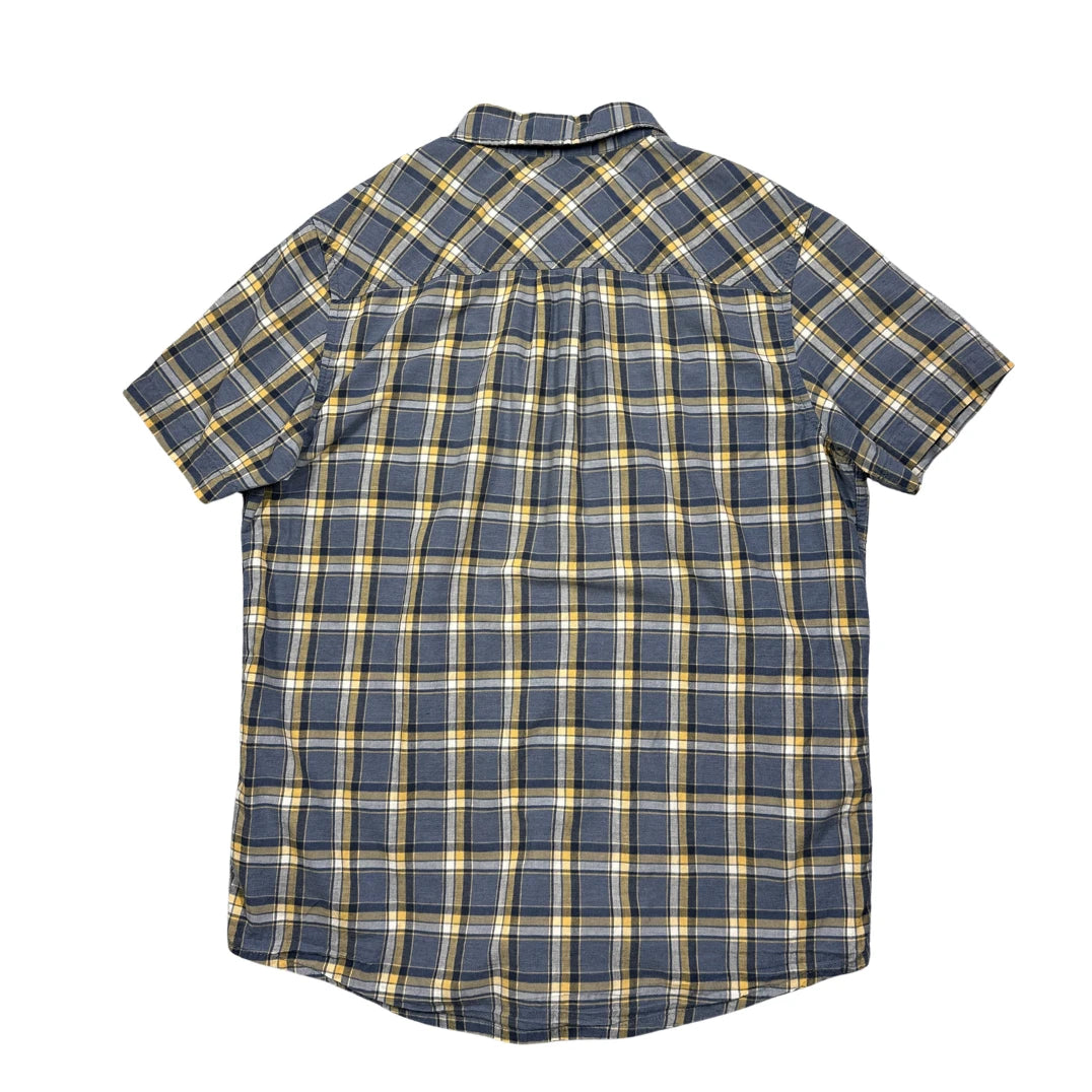 Prana® Blue Plaid Casual Short Sleeve Shirt