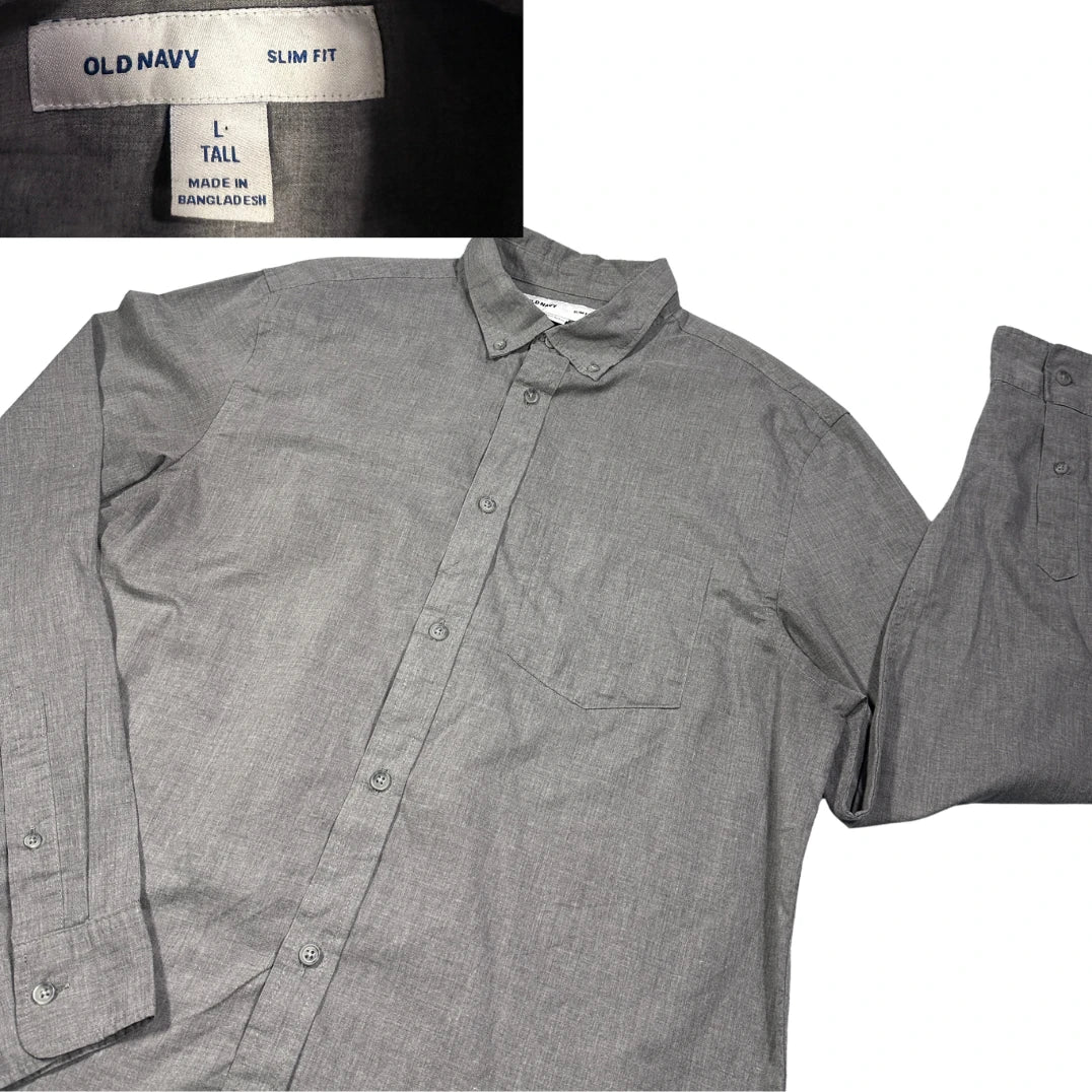 Old Navy® Grey Slim Fit Button-Down Shirt (L)