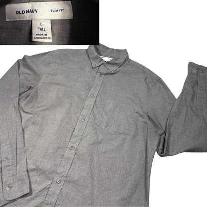 Old Navy® Grey Slim Fit Button-Down Shirt (L)
