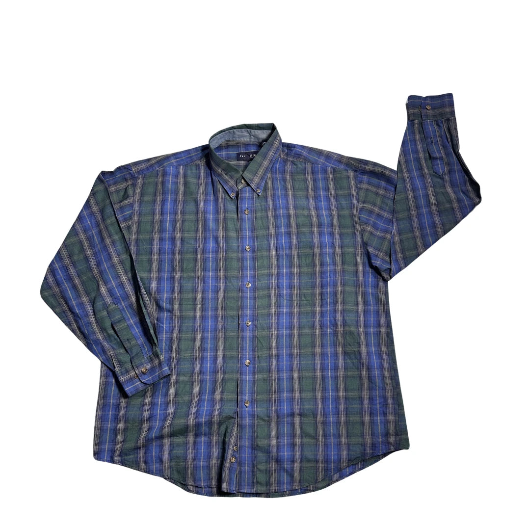 Van Heusen® Blue Green Plaid Casual Shirt 👔