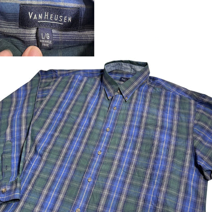 Van Heusen® Blue Green Plaid Casual Shirt 👔