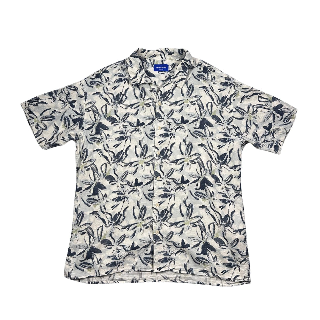 Jack & Jones® White Floral Print Short Sleeve Shirt 🌺(L)