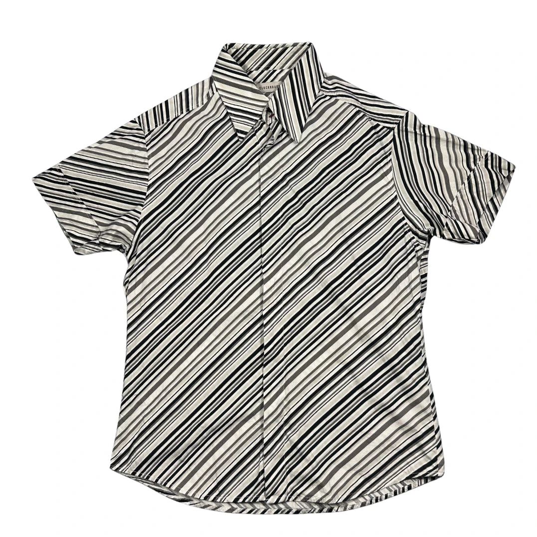 Clockhouse® Black White Striped Short Sleeve Shirt (M)