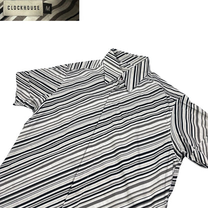 Clockhouse® Black White Striped Short Sleeve Shirt (M)