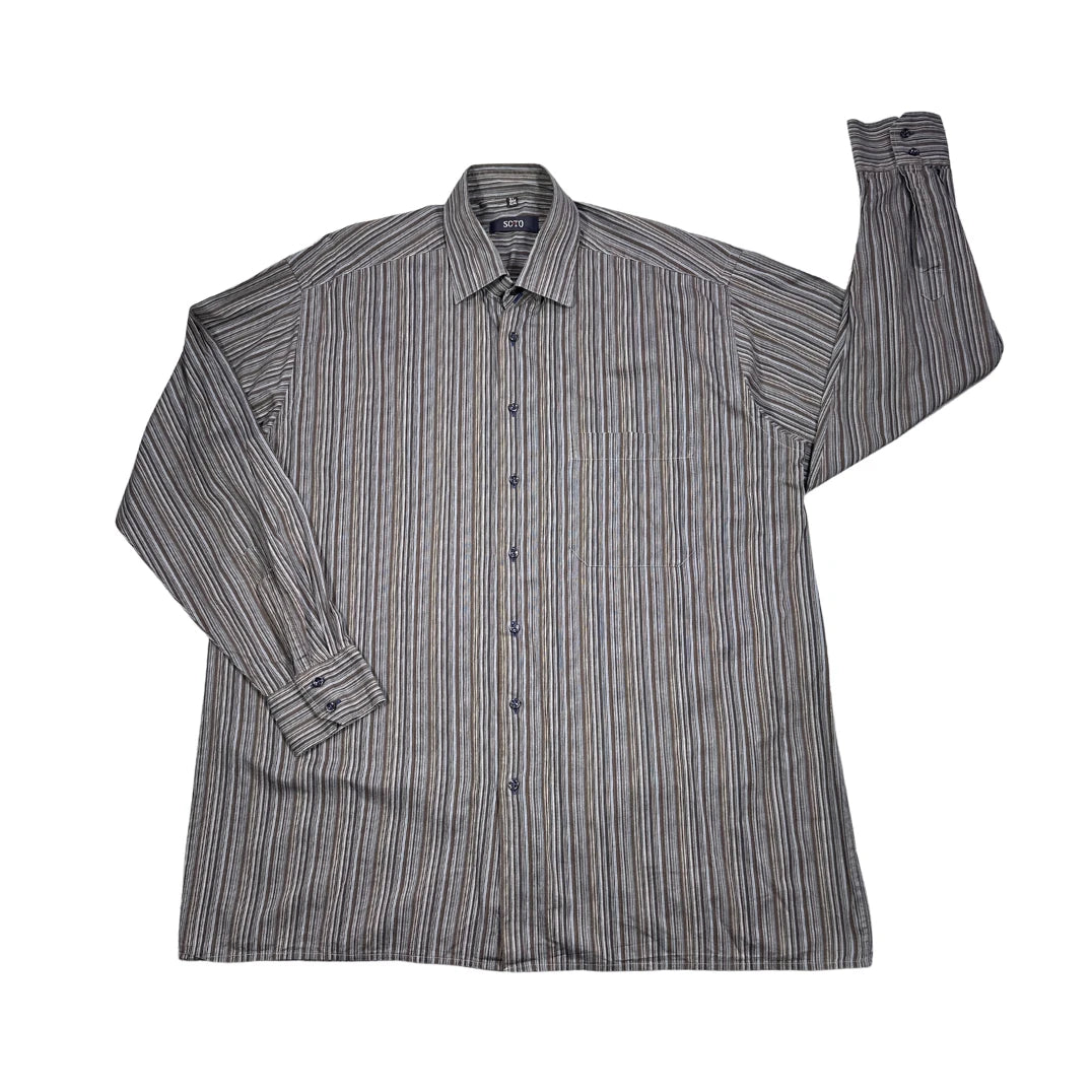 SCOTO® Grey Striped Formal Shirt (XL)