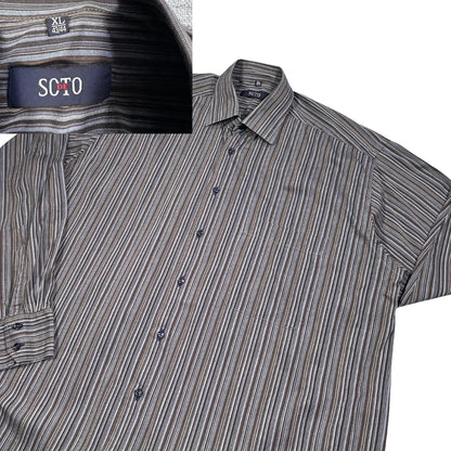 SCOTO® Grey Striped Formal Shirt (XL)