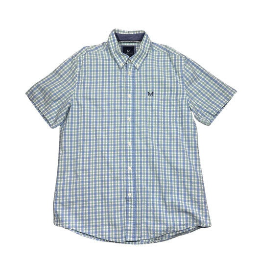 Crew Clothing Company® Blue Green Check Short Sleeve Shirt (L)