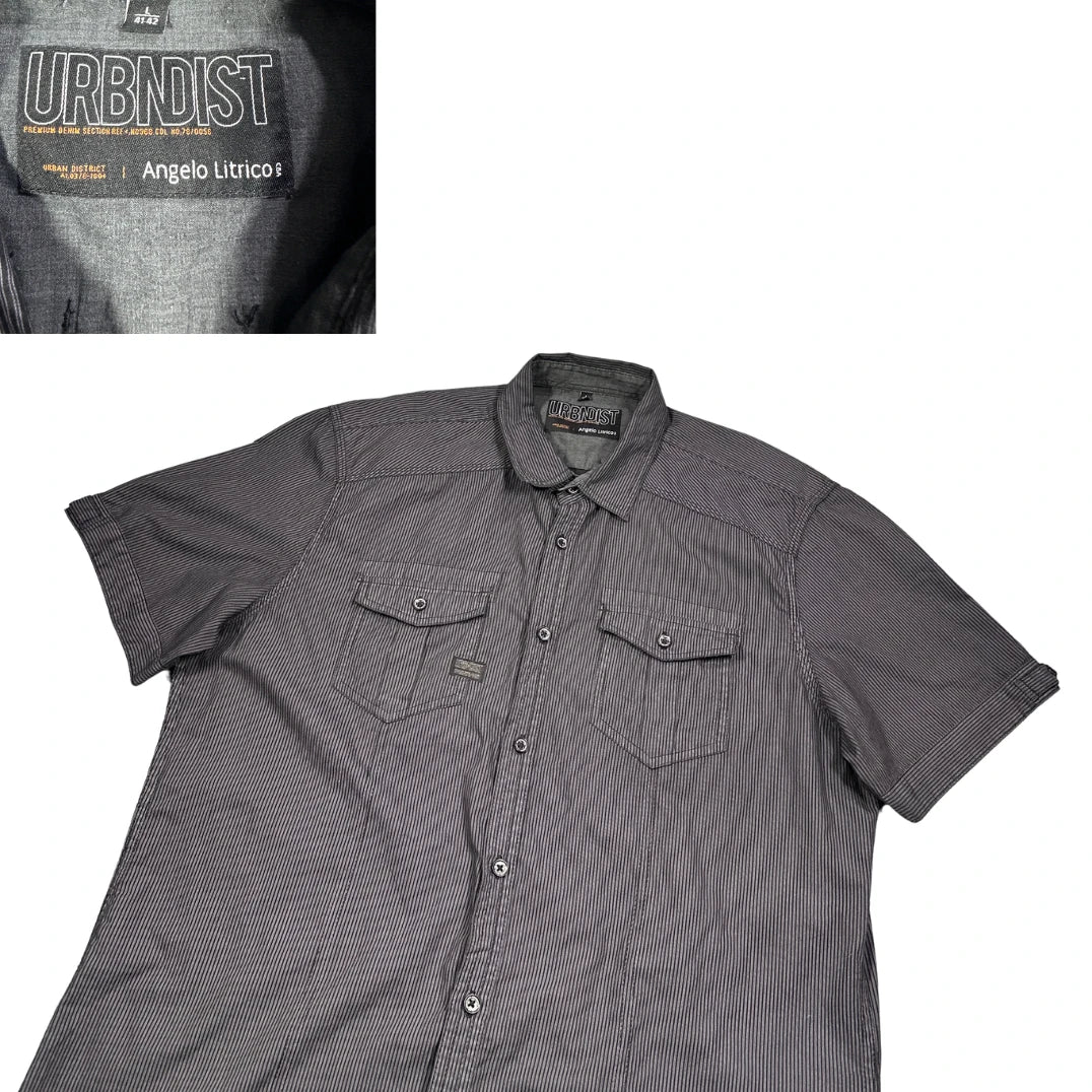 URBNDIST® Grey Striped Utility Shirt (L)
