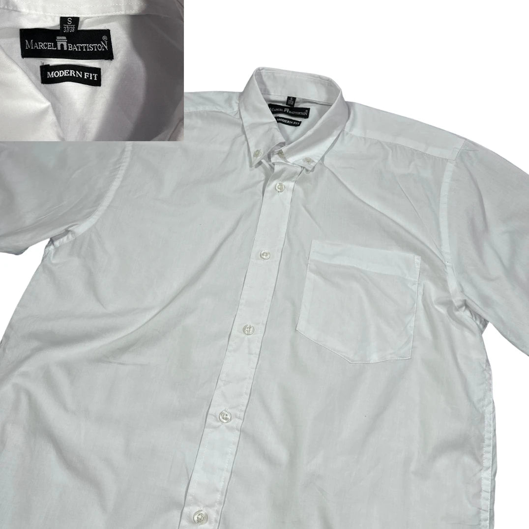 Marcel Battiston® White Modern Fit Short Sleeve Shirt 🤍