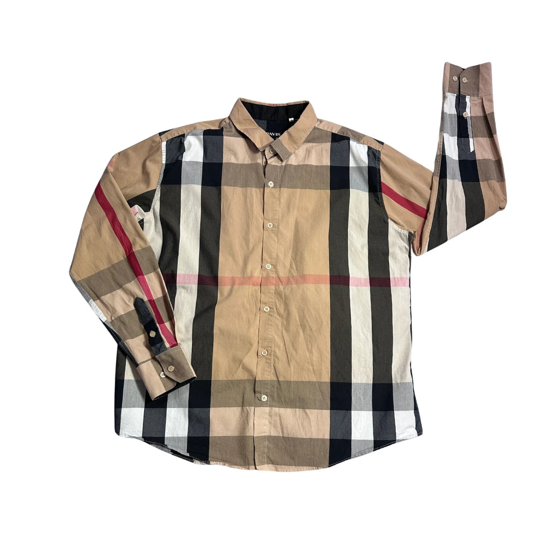 Pavis® Beige Check Casual Shirt (XL)