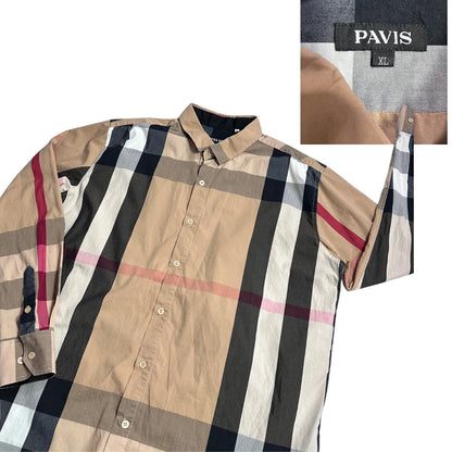 Pavis® Beige Check Casual Shirt (XL)