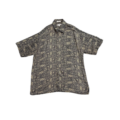 Pierre Cardin® Black Printed Rayon Shirt (L)