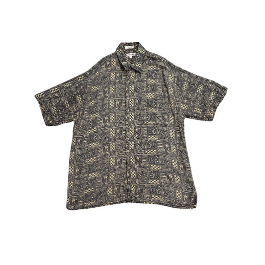 Pierre Cardin® Black Printed Rayon Shirt (L)
