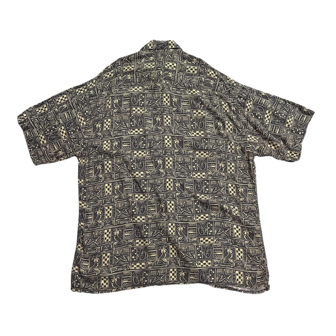 Pierre Cardin® Black Printed Rayon Shirt (L)