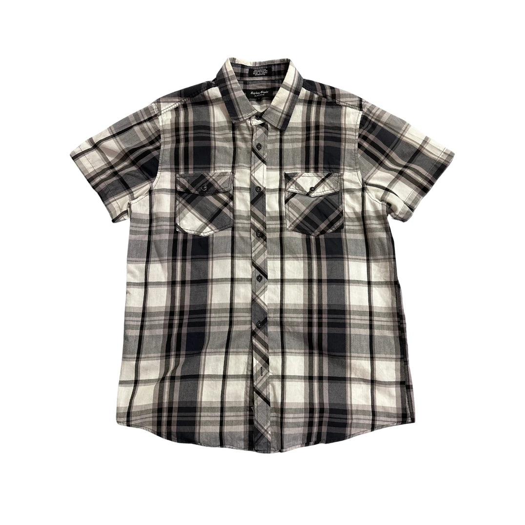 Eighty Eight® Grey Plaid Short Sleeve Shirt (L)