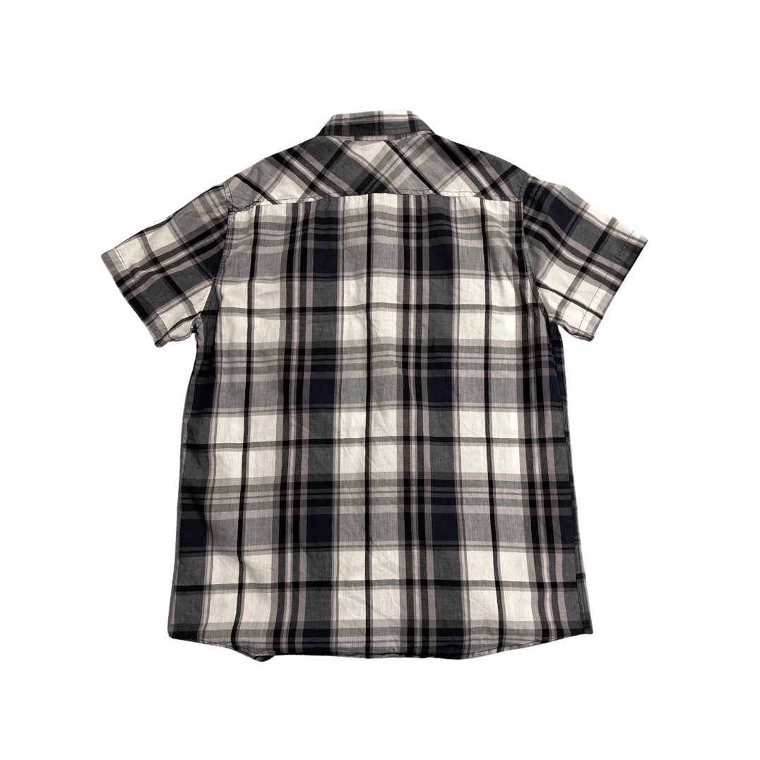 Eighty Eight® Grey Plaid Short Sleeve Shirt (L)