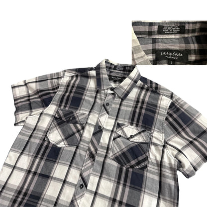 Eighty Eight® Grey Plaid Short Sleeve Shirt (L)