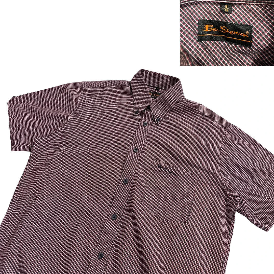 Ben Sherman® Maroon Micro Check Casual Shirt (M)
