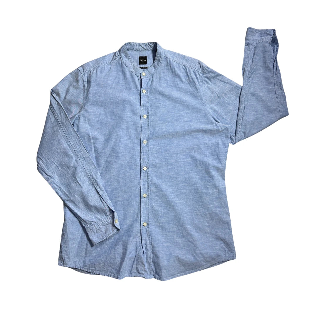 Boss® Light Blue Mandarin Collar Casual Shirt (L)