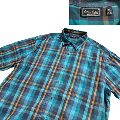 Watsons® Blue Plaid Short Sleeve Shirt (XL)