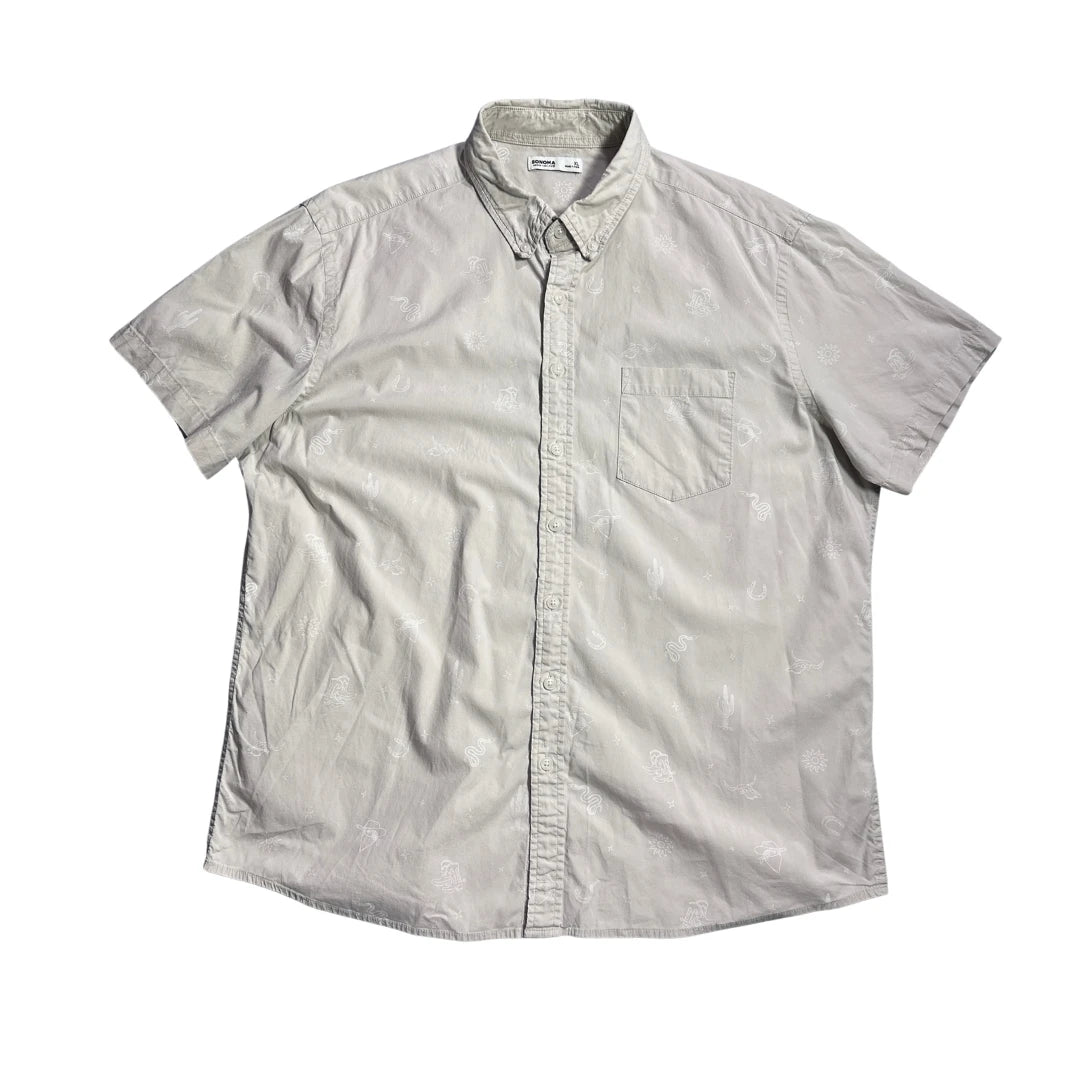 Sonoma® Light Grey Printed Casual Shirt (XL)