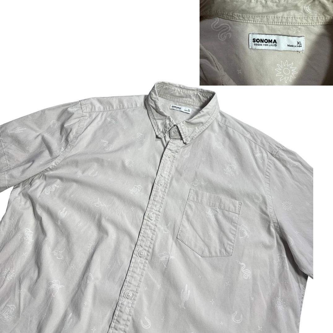 Sonoma® Light Grey Printed Casual Shirt (XL)