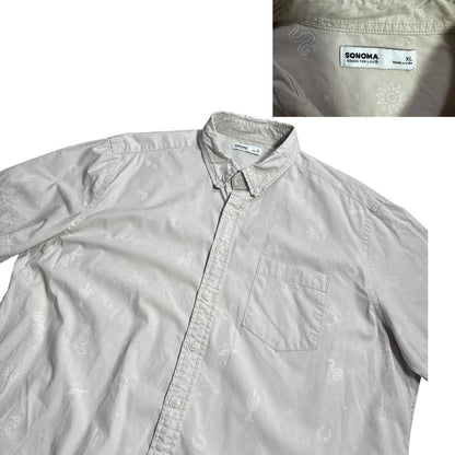 Sonoma® Light Grey Printed Casual Shirt (XL)