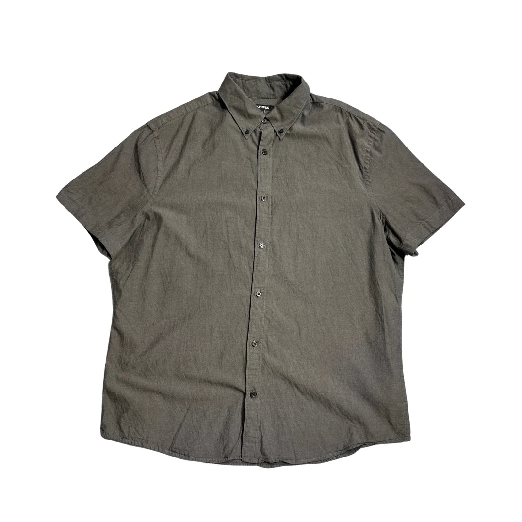 Express® Charcoal Short Sleeve Casual Shirt(L)
