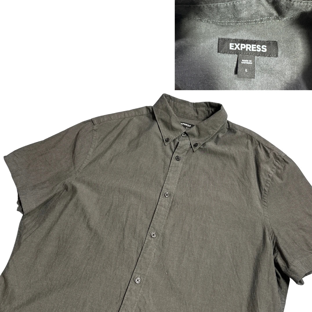 Express® Charcoal Short Sleeve Casual Shirt(L)