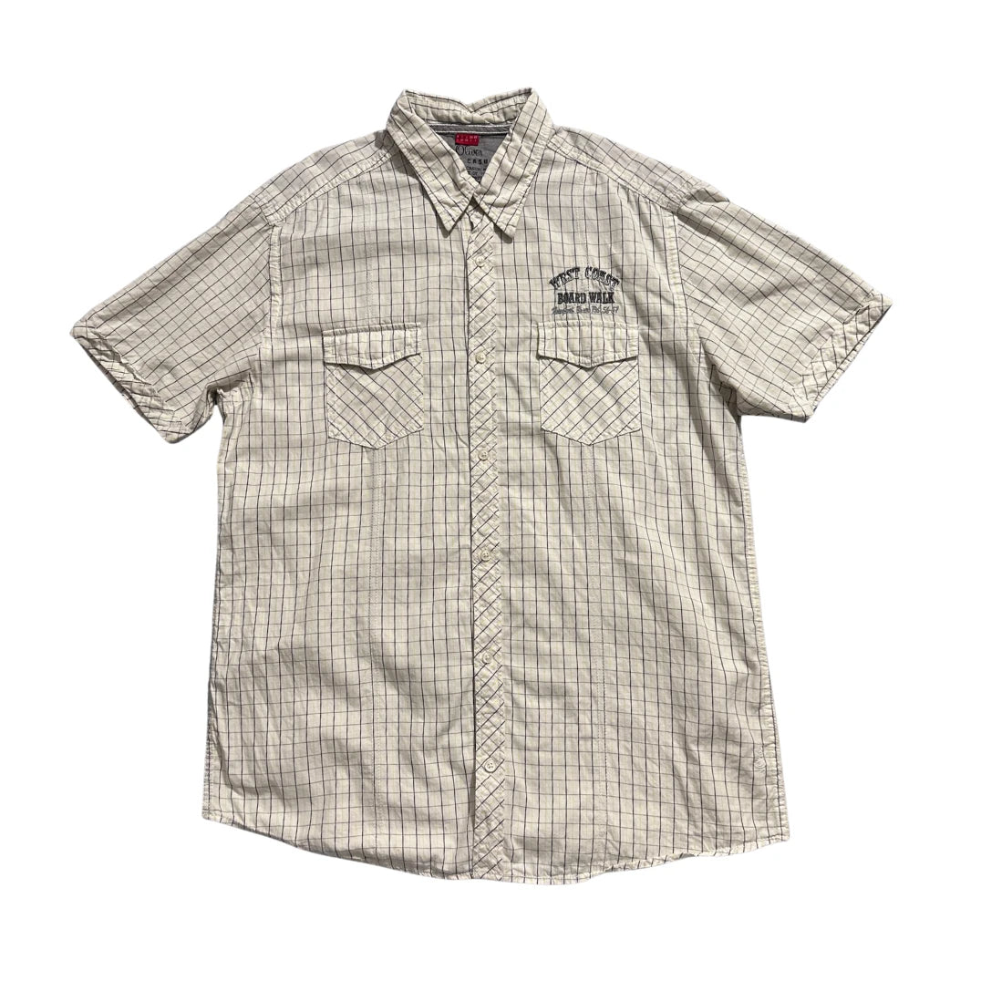 s.Oliver® Beige Checked Utility Short Sleeve Shirt (L)