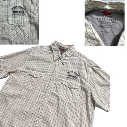 s.Oliver® Beige Checked Utility Short Sleeve Shirt (L)