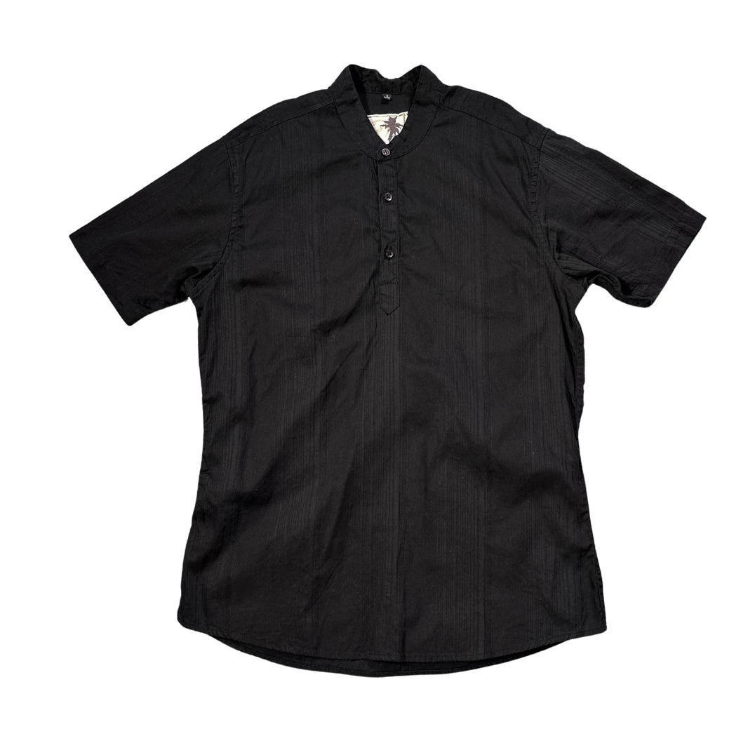 Reg097® Black Mandarin Collar Short Sleeve Shirt(S)