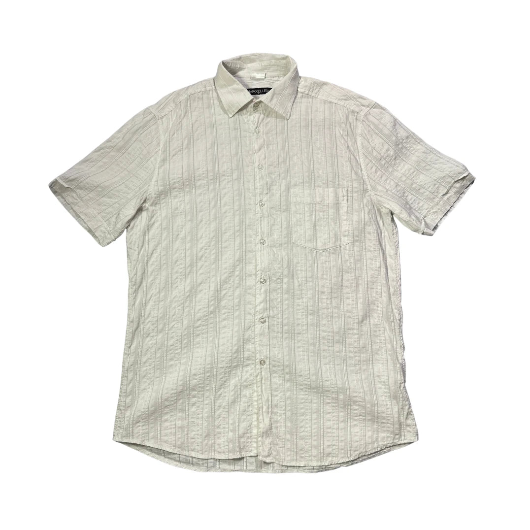 Maxclusiv® White Textured Short Sleeve Shirt(L)