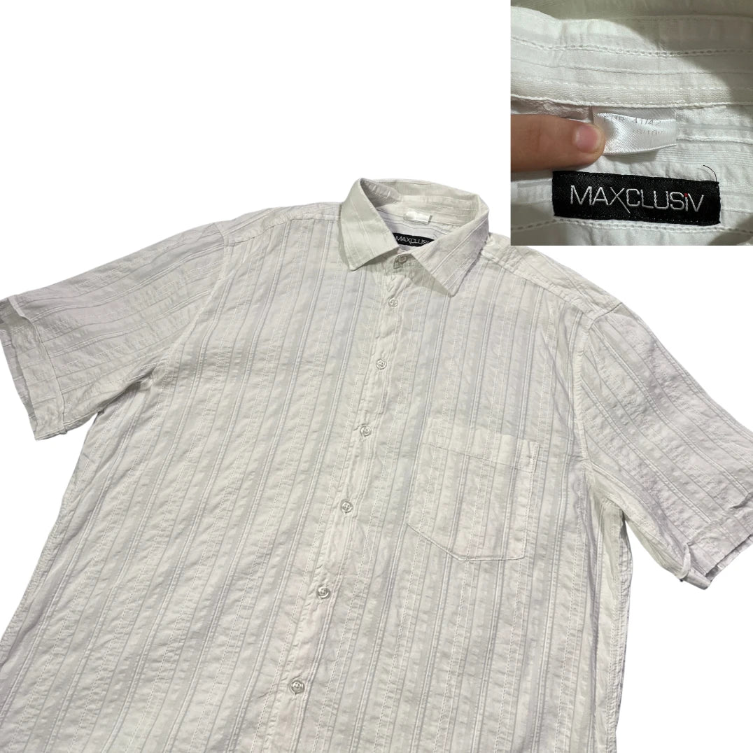 Maxclusiv® White Textured Short Sleeve Shirt(L)