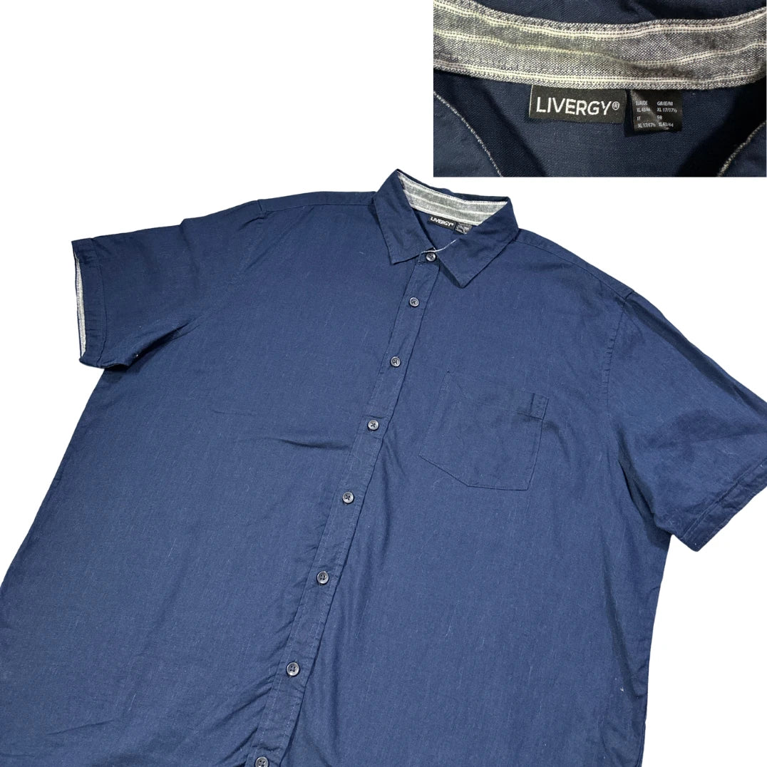 Livergy® Navy Short Sleeve Casual Shirt(XL)