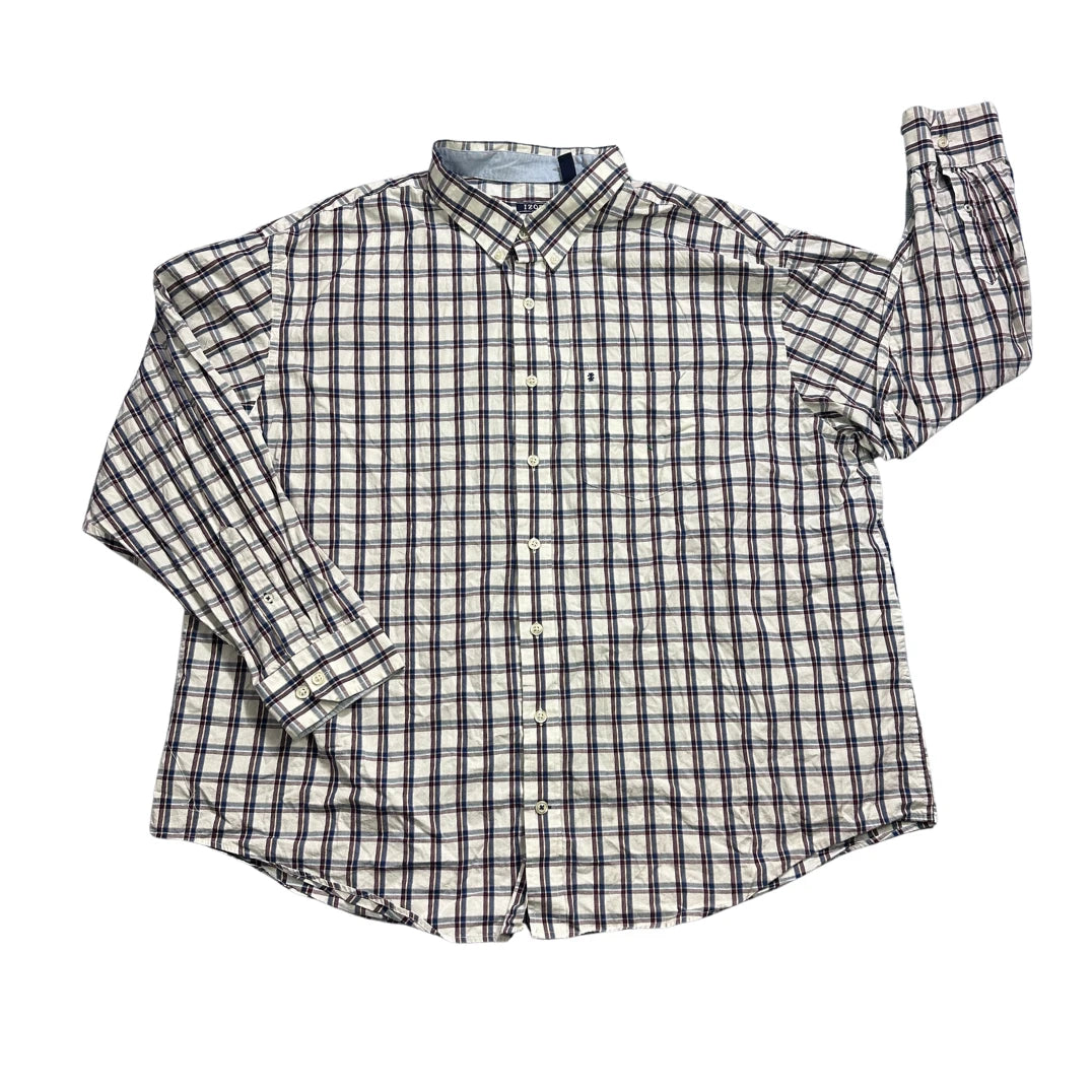 IZOD® White Blue Plaid Button-Down Shirt (3XL)
