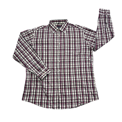 Ben Green® White Black Pink Plaid Shirt (XL)