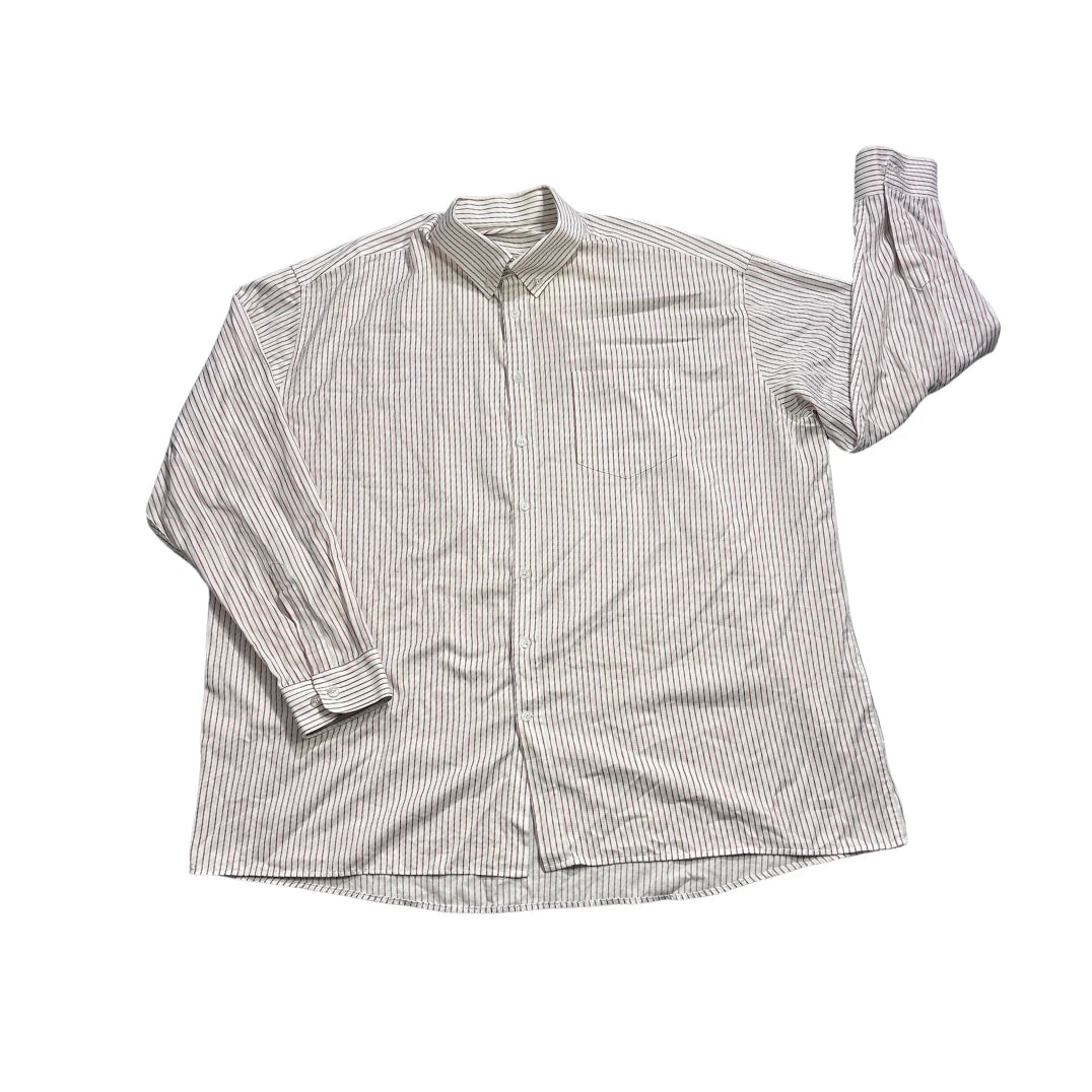 White Burgundy Striped Button-Down Shirt (3XL)