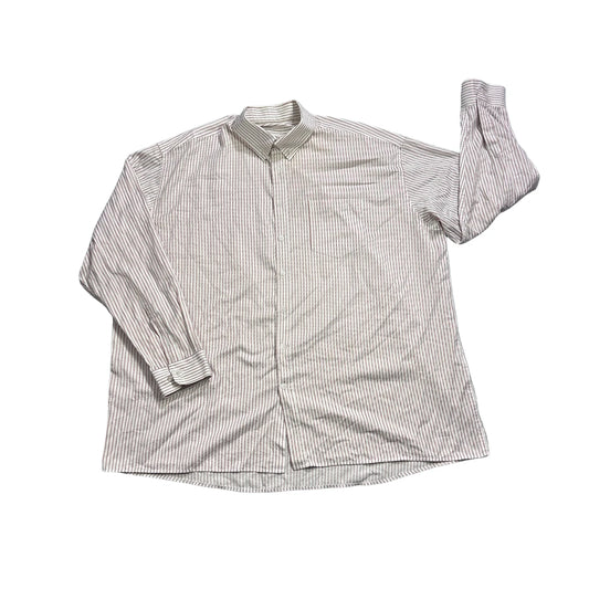 White Burgundy Striped Button-Down Shirt (3XL)
