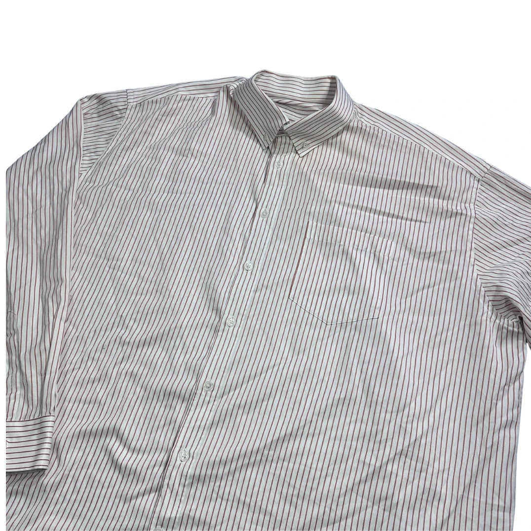 White Burgundy Striped Button-Down Shirt (3XL)