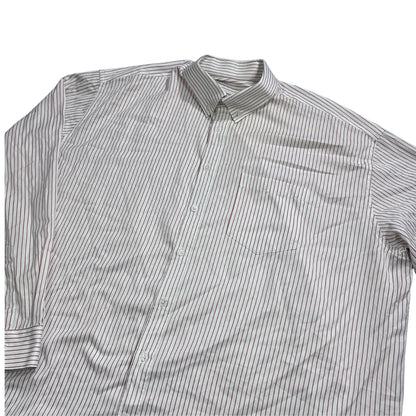 White Burgundy Striped Button-Down Shirt (3XL)