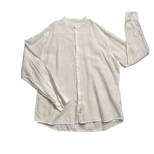 TP's Natural Tex® White Linen Blend Band Collar Shirt (XL)