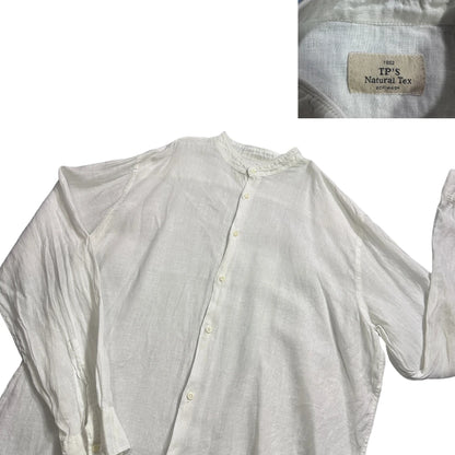 TP's Natural Tex® White Linen Blend Band Collar Shirt (XL)