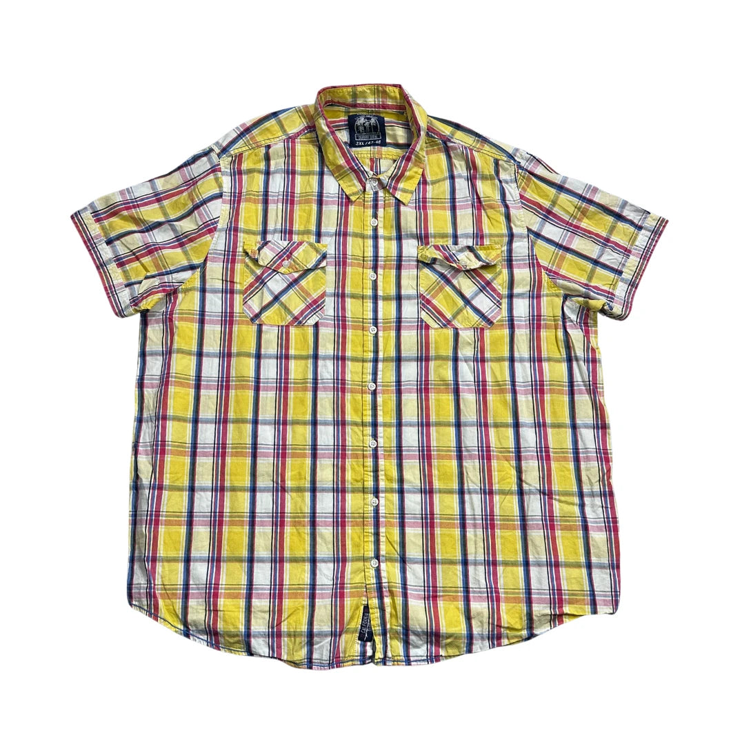 identic® Yellow Multi Plaid Short Sleeve Shirt (3XL)