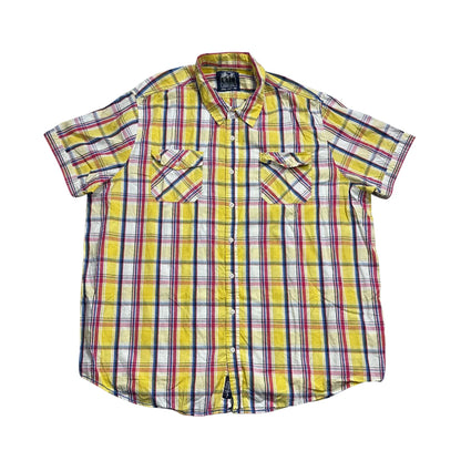 identic® Yellow Multi Plaid Short Sleeve Shirt (3XL)