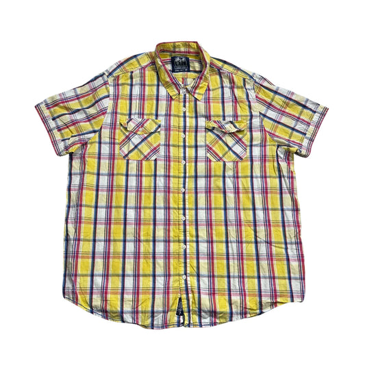 identic® Yellow Multi Plaid Short Sleeve Shirt (3XL)