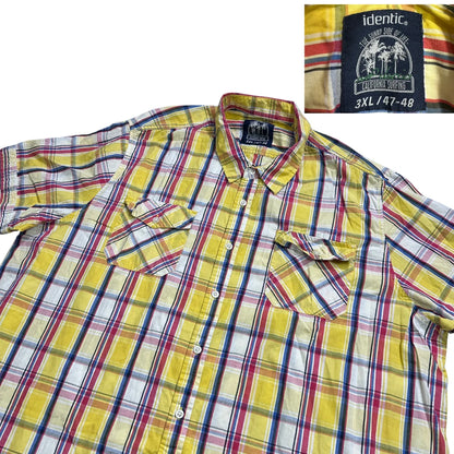 identic® Yellow Multi Plaid Short Sleeve Shirt (3XL)